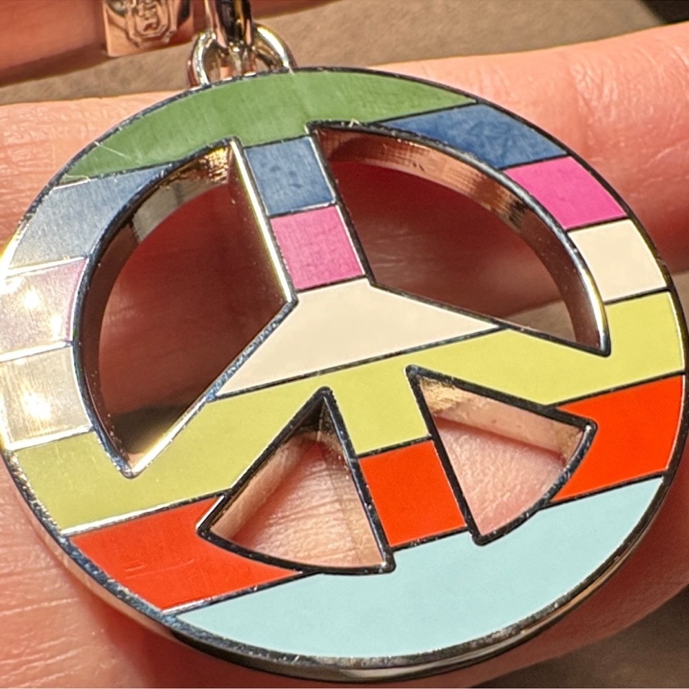 Coach Legacy Multicolor Peace Sign Keychain With Light Blue Coach Pen - Picture 5 of 5